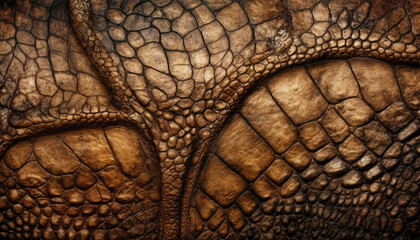 Fototapeta premium Brown dinosaur skin texture background by generative AI