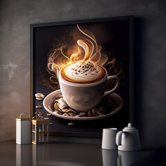Coffee addiction wall art refers to art pieces that feature designs and messages related to the love of coffee and the potential addiction to it. These AI Generated Image