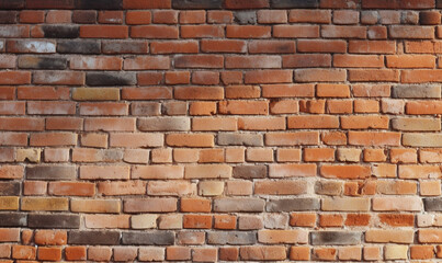 Obraz premium Red orange brick wall texture. Texture of old brown and red brick wall. Top view brick pattern on the wall. Generative AI.