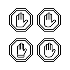 Stop icon vector illustration. stop road sign. hand stop sign and symbol. Do not enter stop red sign with hand
