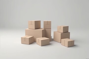 stacked cardboard boxes, symbolizing storage, moving or shipping. Generative AI