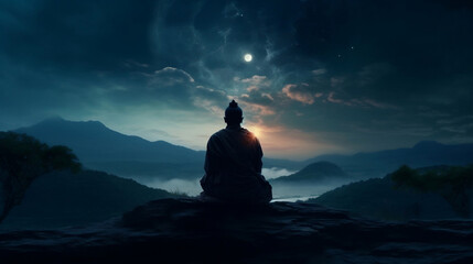 Meditation, spirituality, mystical, inspiration, wallpaper, Zen, mindfulness, peace, tranquility, harmony, relaxation, calm, yoga, enlightenment, inner peace, serenity, peaceful. Generative ai.