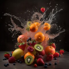 Fruits in the Air - Colorful Fruit Explosion