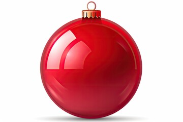 red Christmas ornament hanging on a white background. Generative AI
