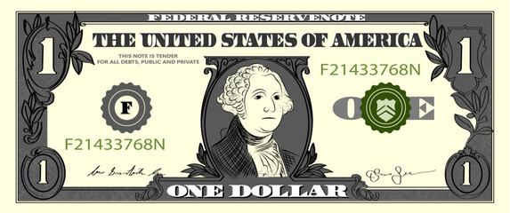 one dollar bill vector illustration
