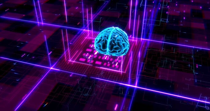 Empowering Innovations: AI, Computer Chips, and Technological Advancements. Digital Human Brain Symbolizing AI.