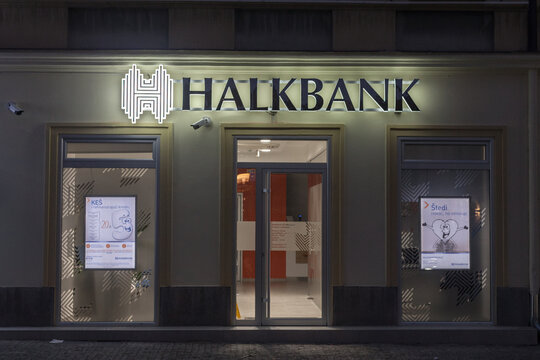 BELGRADE, SERBIA - OCTOBER 10, 2017: Local branch of the Turkish bank Halkbank, which started to invest in Serbia