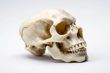 Fototapeta na wymiar human skull on a plain white background. Generative AI
