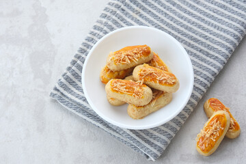 Crunchy Kaastengels Cookies. Dutch influenced Indonesian cookies, popular during Eid Al Fitr in Indonesia
