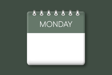 Monday - Calendar icon of a weekday on a green background