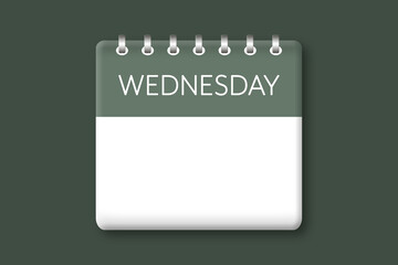Wednesday - Calendar icon of a weekday on a green background