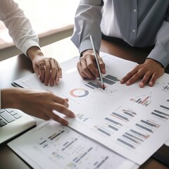 business advisers are gathering to assess and debate the issue as it appears on the financial report.Financial counselor, investment consultant, and accounting concept. generative ai