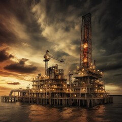Obraz premium oil and gas industry in powerful HDR processing effect. generative ai