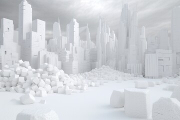 modern cityscape with white buildings and skyscrapers. Generative AI