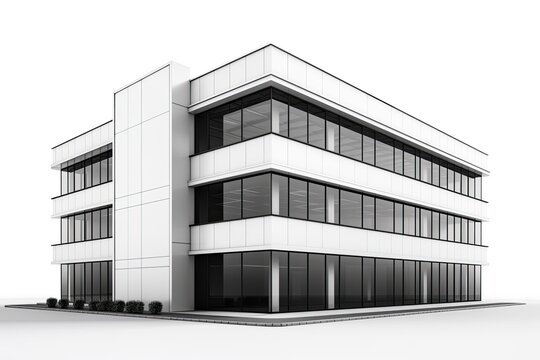 modern office building with large windows and a clean design. Generative AI