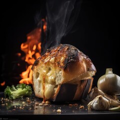 Toasted Butter Garlic Roll - Generative Ai Illustration