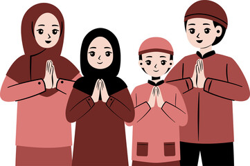 muslim family eid greeting namaste