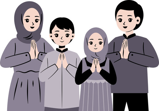 muslim family eid greeting namaste
