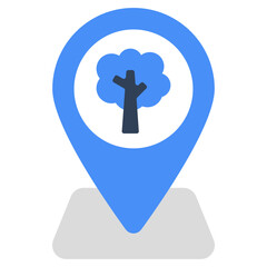 A flat design icon of forest location 