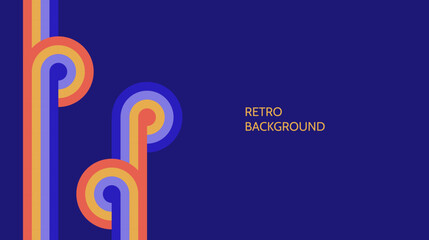 Naklejka premium Retro line style background. Vintage lines and circles poster design template. Colorful geometric banner, print, cover in 60s, 70s, 80s style. Vector illustration.