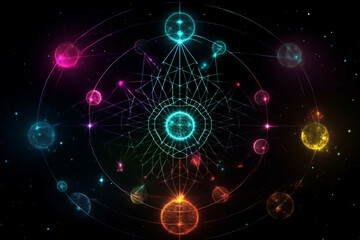 Obraz premium light codes are energy patterns sacred geometries , generative ai