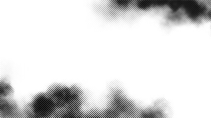 Halftone smoke frame texture. Black and white dotted fog or smog background. Comic pop art style design element for banners, collages, posters. Monochrome grunge wallpaper. Vector  © vika_k