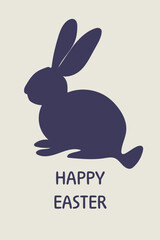Fototapeta premium Happy Easter banner. Trendy Easter design with typography, hand painted strokes and dots, eggs and bunny in pastel colors. Modern minimal style. Greeting card, header for website