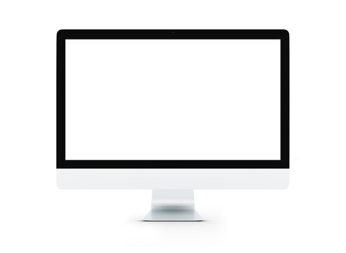 Laptop with blank screen isolated on white background, white aluminium body. 3D illustration, 3D rendering.
