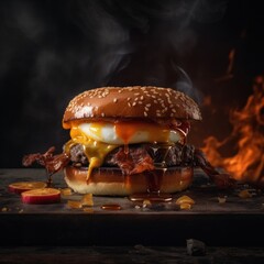 Sweet Breakfast Burger - Generative Ai Illustration