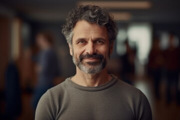 Obraz premium Portrait of a handsome middle-aged man with gray hair and beard.
