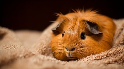 Abyssinian Guinea Pig on a Blanket