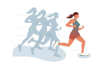 Global running Day in June, vector banner design. Run with the whole world, quote. Training outdoor in a park.