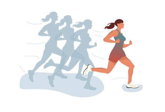 Global running Day in June, vector banner design. Run with the whole world, quote. Training outdoor in a park.