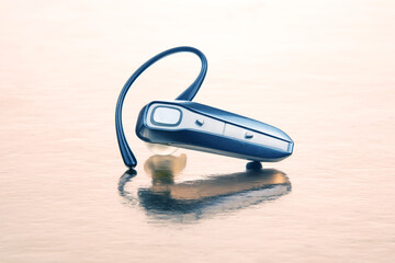Bluetooth close up with a mobile phone. digital technology of mobile devices in the transmission of...