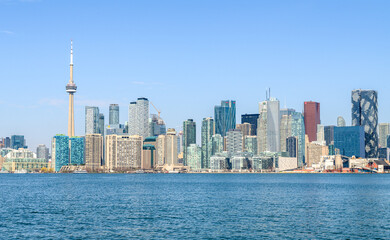 Fototapeta na wymiar Toronto Skyline View from Toronto Central Island, Ontario Canada