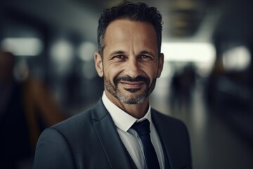 Fototapeta premium Portrait of a handsome mature businessman in a suit looking at camera