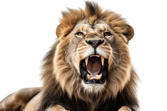 A fierce lion, the jungles regal monarch, roars with power AI Generated  31586259 Stock Photo at Vecteezy