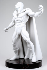 Iconic and Powerful Superhero Statue in Elegant White Color for Inspirational and Motivational Concept in Pop Culture and Entertainment. Generative AI