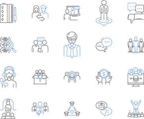 Gamification outline icons collection. Game, Play, Reward, Points, Quests, Leaderboard, Badge vector and illustration concept set. Achievement,Competition,Challenges linear signs