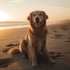 golden retriever on the beach