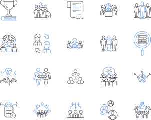 Corporate business outline icons collection. Company, Management, Business, Corporate, Organization, Investment, Strategy vector and illustration concept set. Planning, Career, Enterprise linear signs