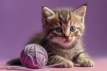 kitten playing with a ball