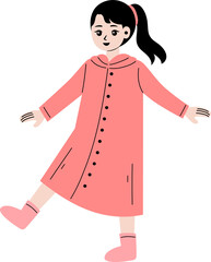 kid wear raincoat illustration