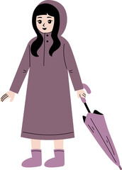 kid wear raincoat illustration