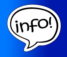 Info speech bubble isolated on the blue background.
