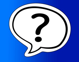 Question mark speech bubble isolated on the blue background.
