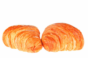 Crisp fresh croissants in the background