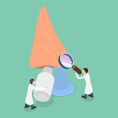 3D Isometric Flat Vector Conceptual Illustration of Nasal Irrigation, Rinsing Nose with Saline - obrazy, fototapety, plakaty