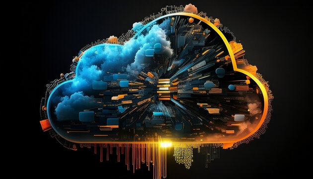 Cloud Computing and Artificial Intelligence Creative Illustration. Brain in the light of the world, High Quality, subtle, simple, 8K.