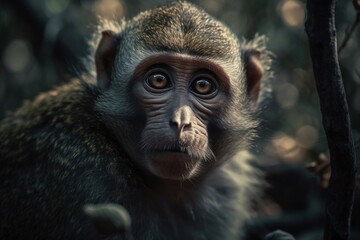 portrait of monkey on the forest